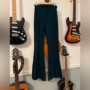 Free People velvet ribbed Teal Flare pants